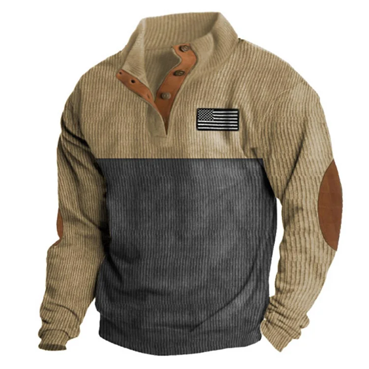 Men's Outdoor American Flag Contrasting Sweatshirt ce72