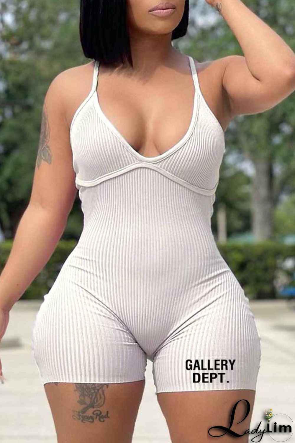 Purple Street Print Letter V Neck Jumpsuits