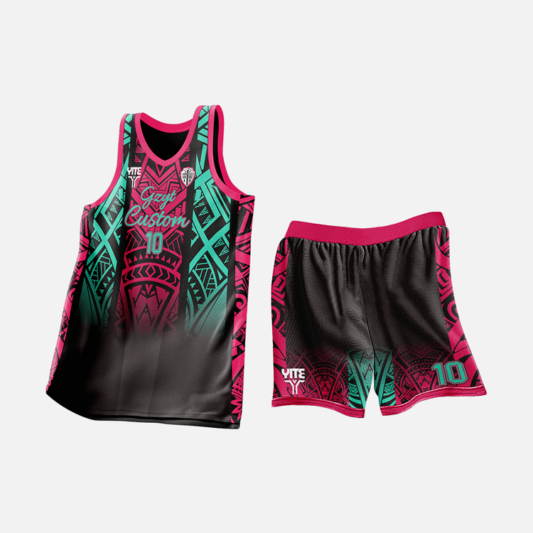 YITE | XL24-003- Green And Purple Basketball Uniforms