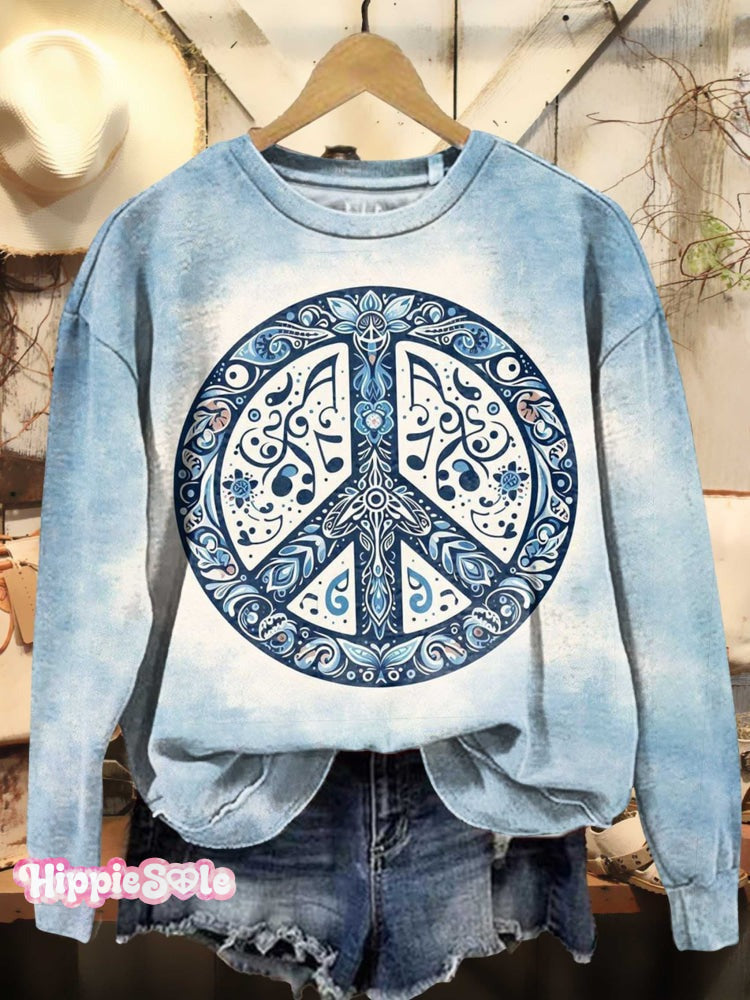 Women’s Hippie Art Print Casual Sweatshirt Sweatshirt-2 / S