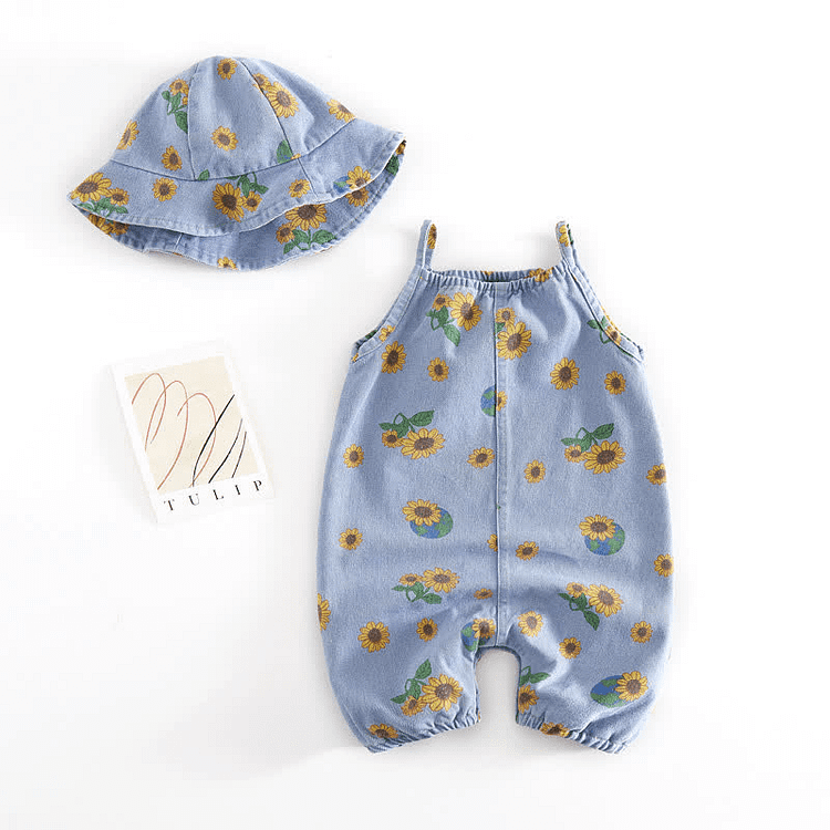 Baby Sunflower Overall and Hat Set