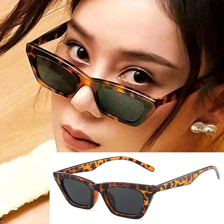 Women's Luxury Cat Eye Sunglasses Square Retro Design UV400 Sun Glasses Classic Black Small Frame Outdoor Goggle Shades