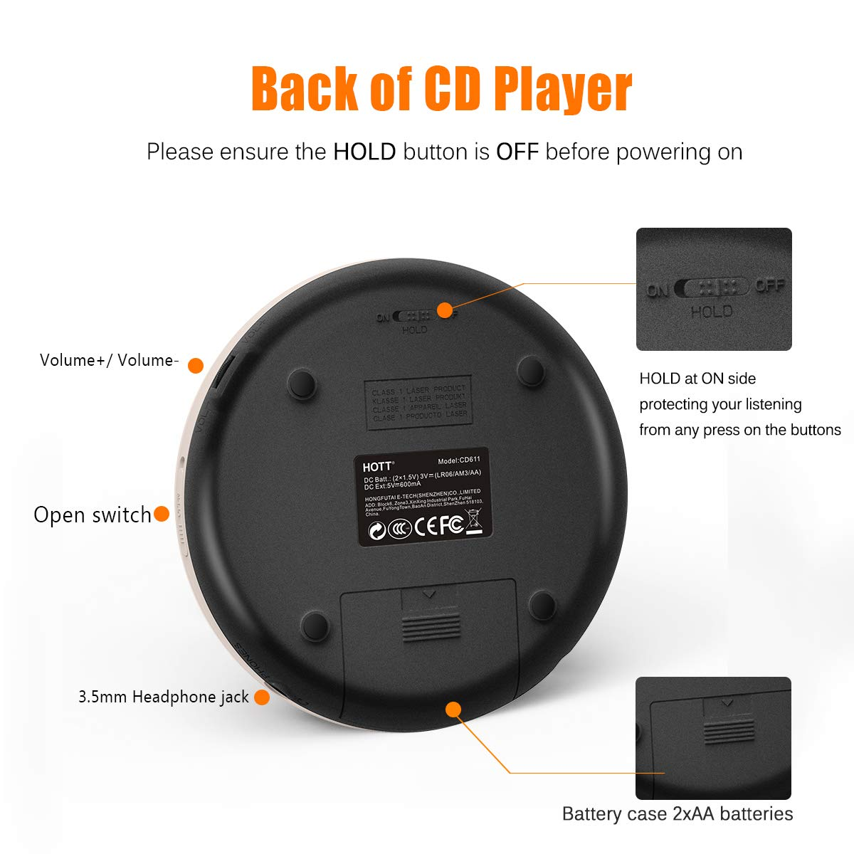 Portable CD Player with Headphones, HOTT Walkman CD Player