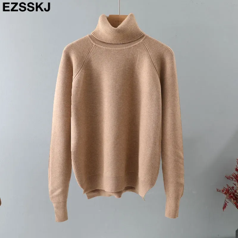 Pure color basic sweater thick Sweater Women Pullover Casual Turtleneck Long Sleeve Knit Sweater Female Jumpers