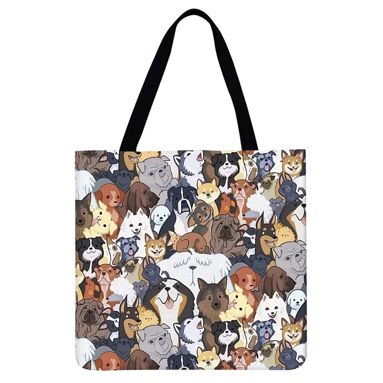 Cartoon Dog - Linen Tote Bag