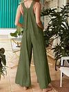 Loose Solid Color Wide Leg Jumpsuits