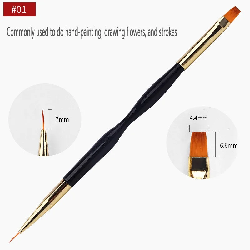 1PC Double Head Nail Art UV Gel Polish Design Dot Painting Detailing Pen Brushes Carving Drawing Hooking Pen Nail Brush