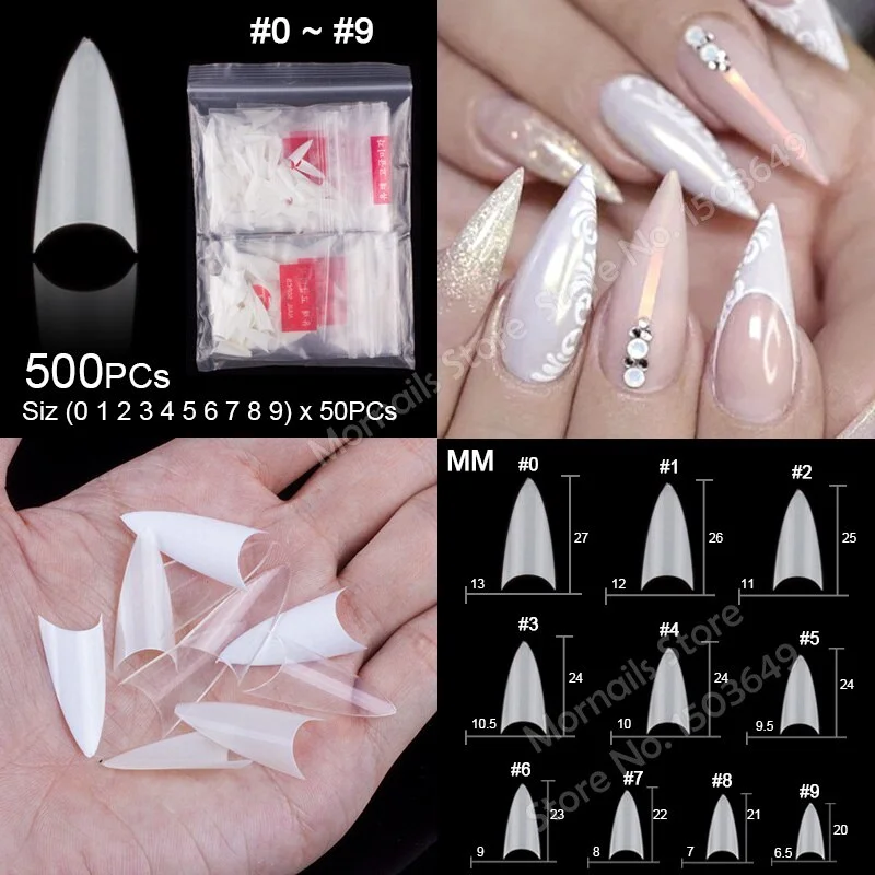 500 Pieces Of Ballerina Stiletto Coffin Rounded Square False Nail Tips Manicure Fake Nail Tips Long False Nails Short Nail Tips-Nail Inspo