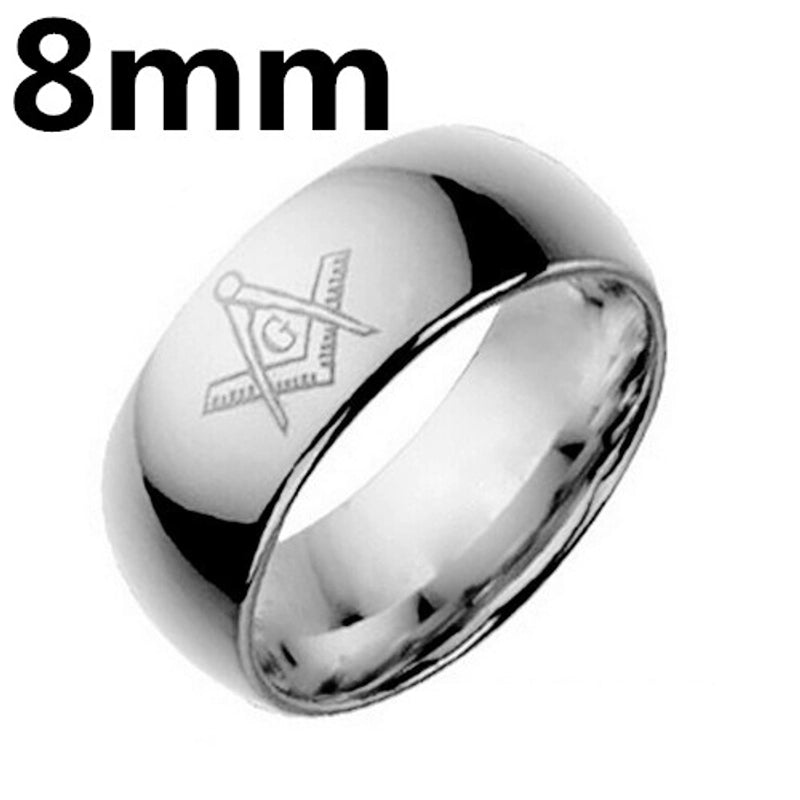 Punk Minimalist Solid Color Titanium Steel Carving Men's Rings