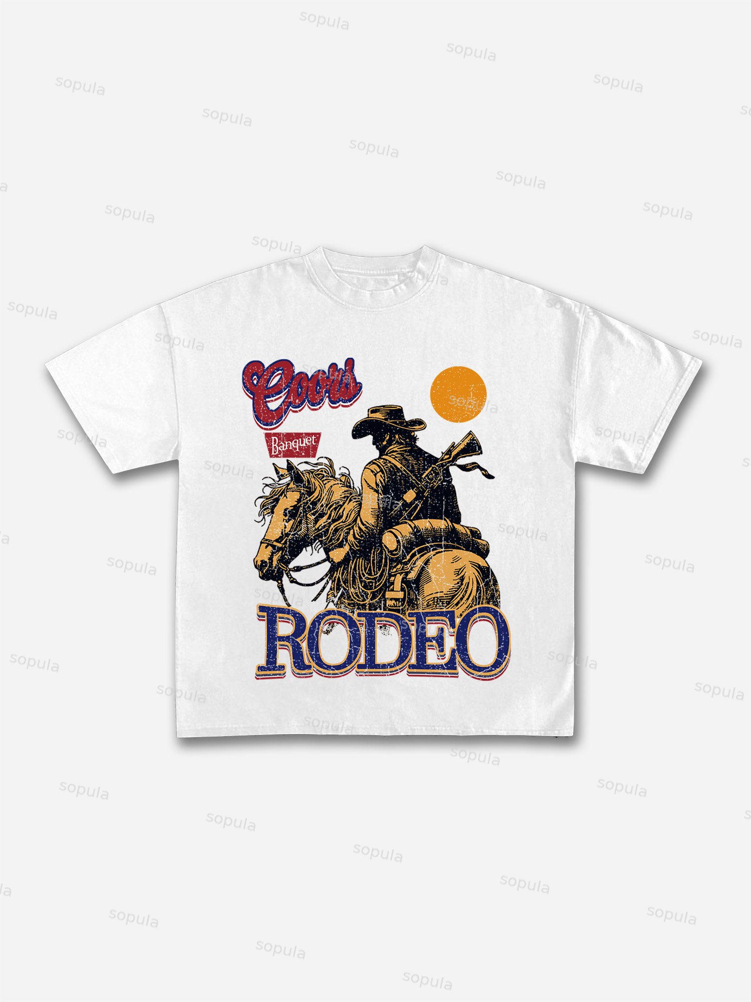 Coors Banquet Rodeo Print Casual Cotton T-shirt - Sopula｜Premium Graphic Tees & Graphic Clothing