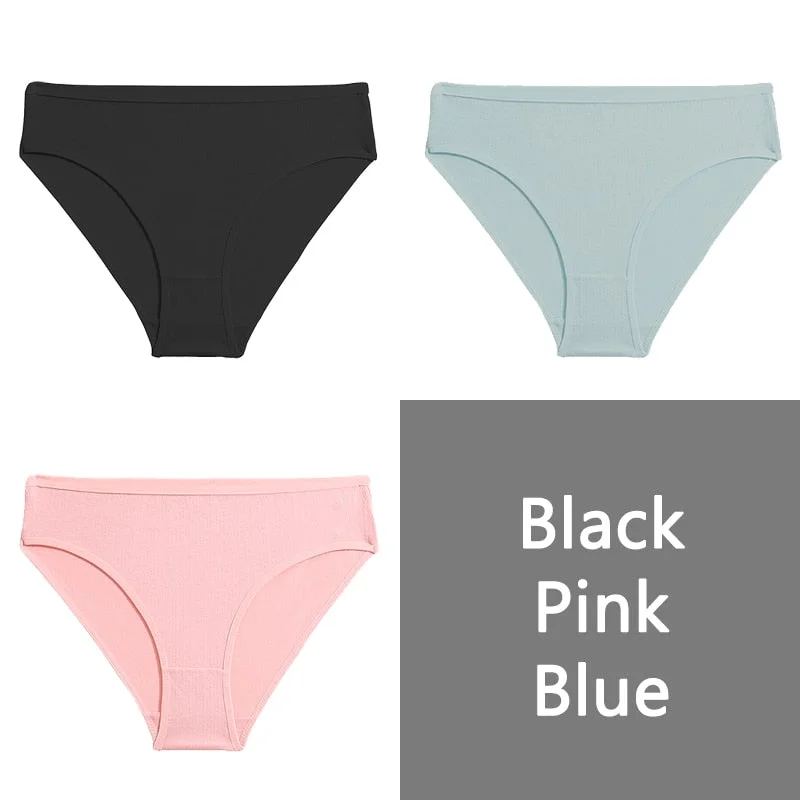 FINETOO S-XL Cotton Panties Women Low-rise Briefs Underpants Ladies Comfortable Underwear Fashion Jacquard Panty Lingerie 3Pcs