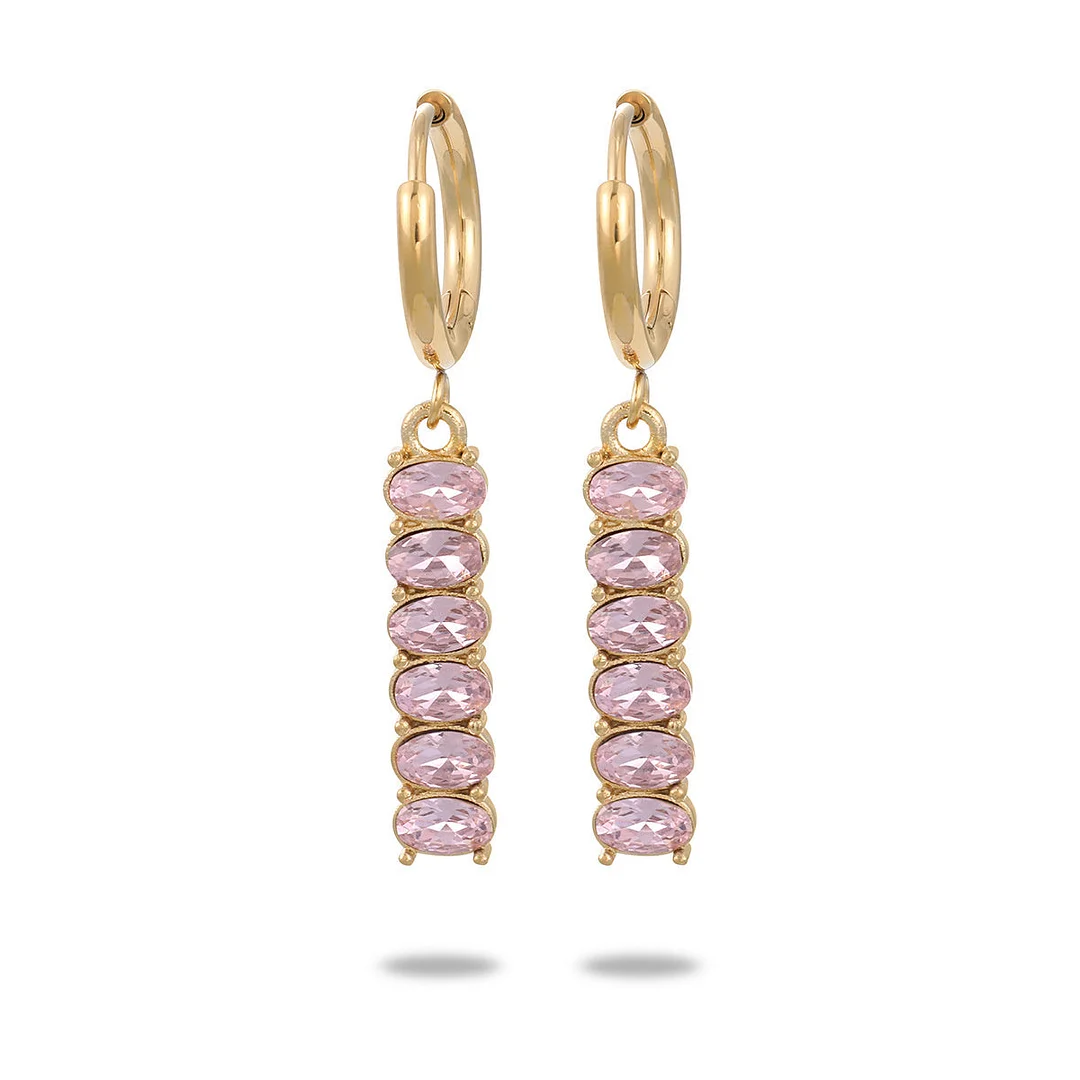 Long Zirconia Tassel Drop Titanium Steel Earrings