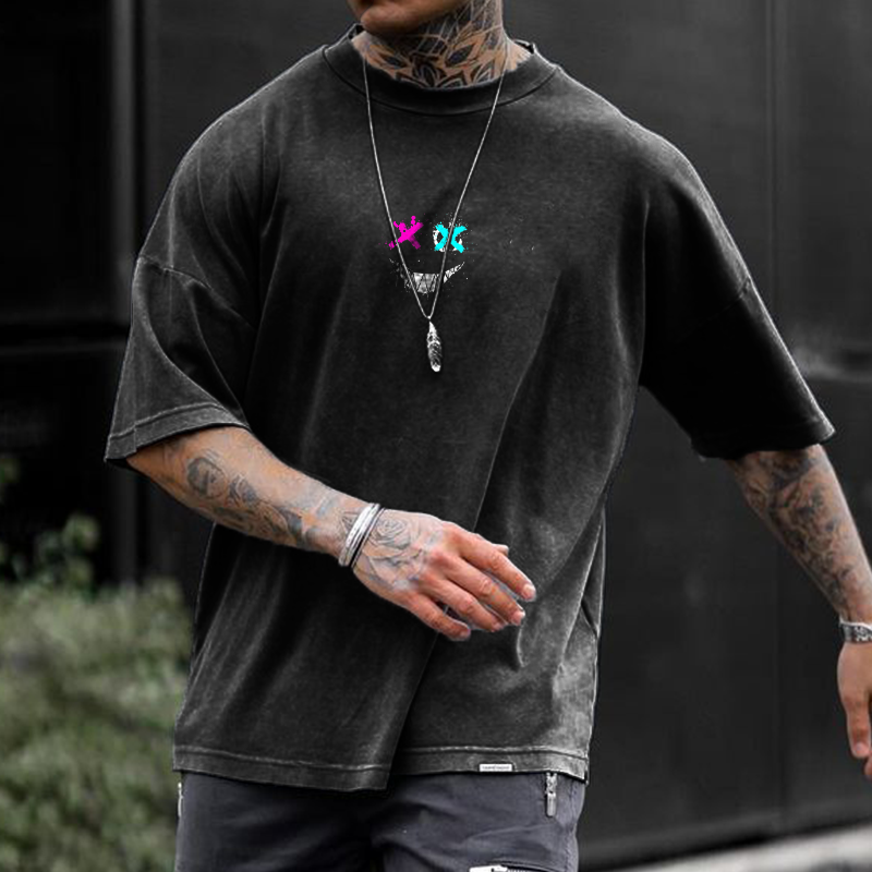 Smiley Face Back Print Oversized T-shirt