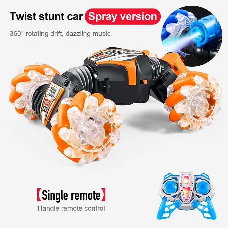 Inductive Twist Car Horizontal Moving Double Sided Car Toy Stunt Car Remote Control Car with Lights and Music
