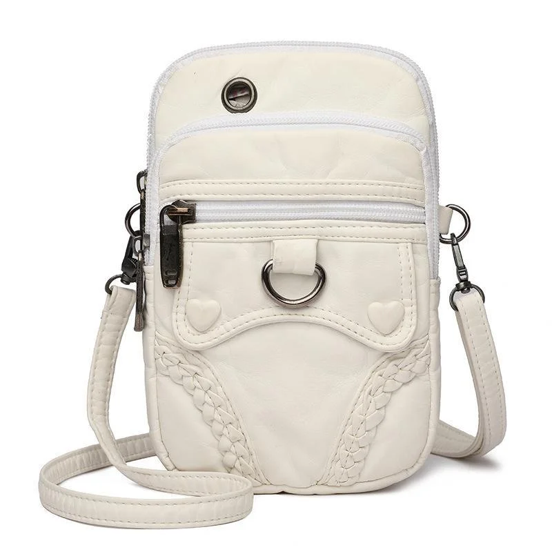 Retro Soft Women Zipper Shoulder Bag