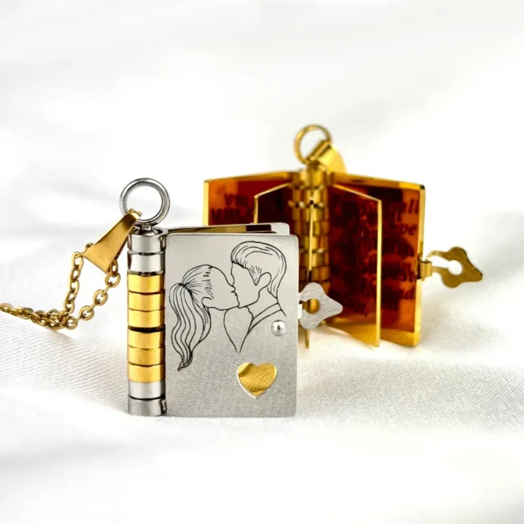 For Love - I Love You Book Necklace