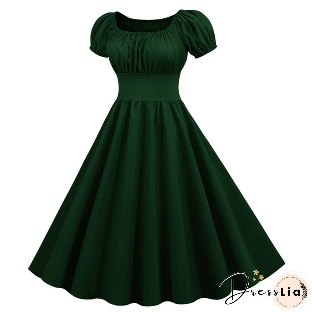 Plus Size Party Dress Rockabilly Vintage Womens Fashion Summer Casual Short Sleeve Ladies