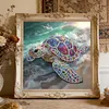 Beach Shimmering Beaded Turtle Special Shaped 5D DIY Partial Drill Diamond Painting Kits for Adults Beginners Home Decor Diamonds Dots Gem Art Kits 11.81 X11.81inch