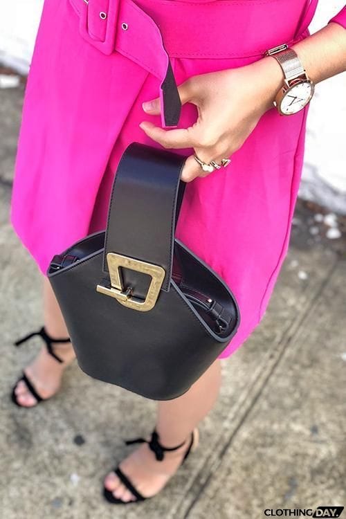 Solid Bucket Shoulder Bag