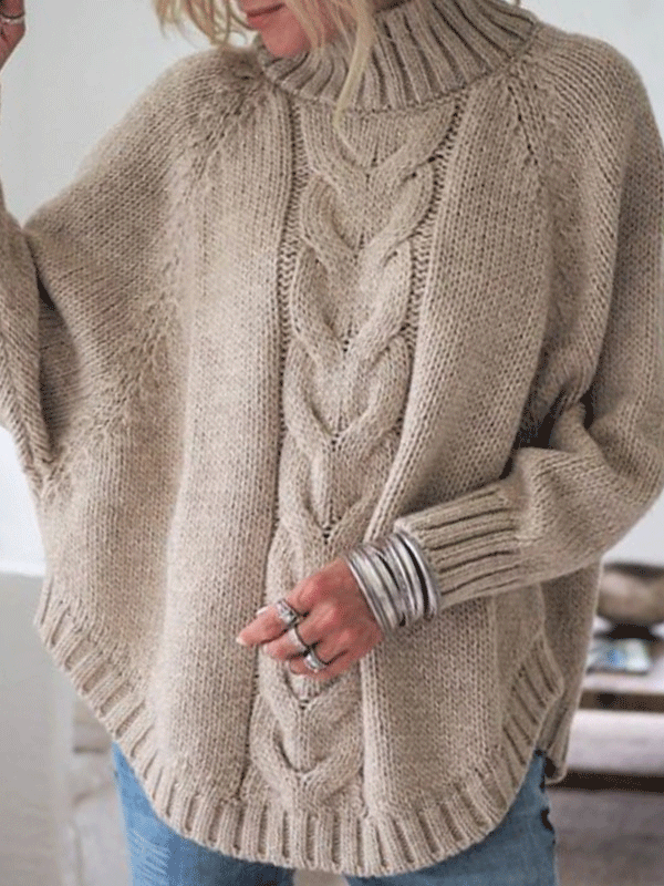 Women'S Sweaters Loose High Neck Long Sleeve Sweater