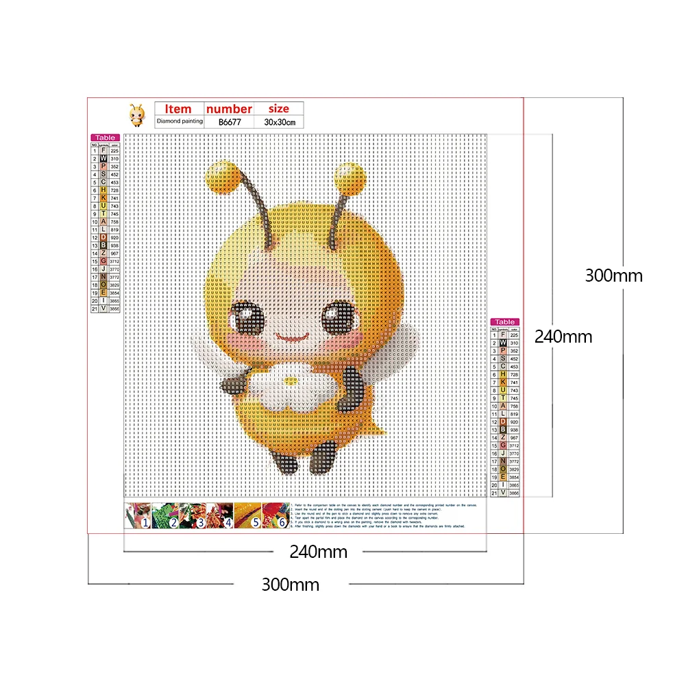 Full Round Diamond Painting 30*30cm - Big Head Animal Bee