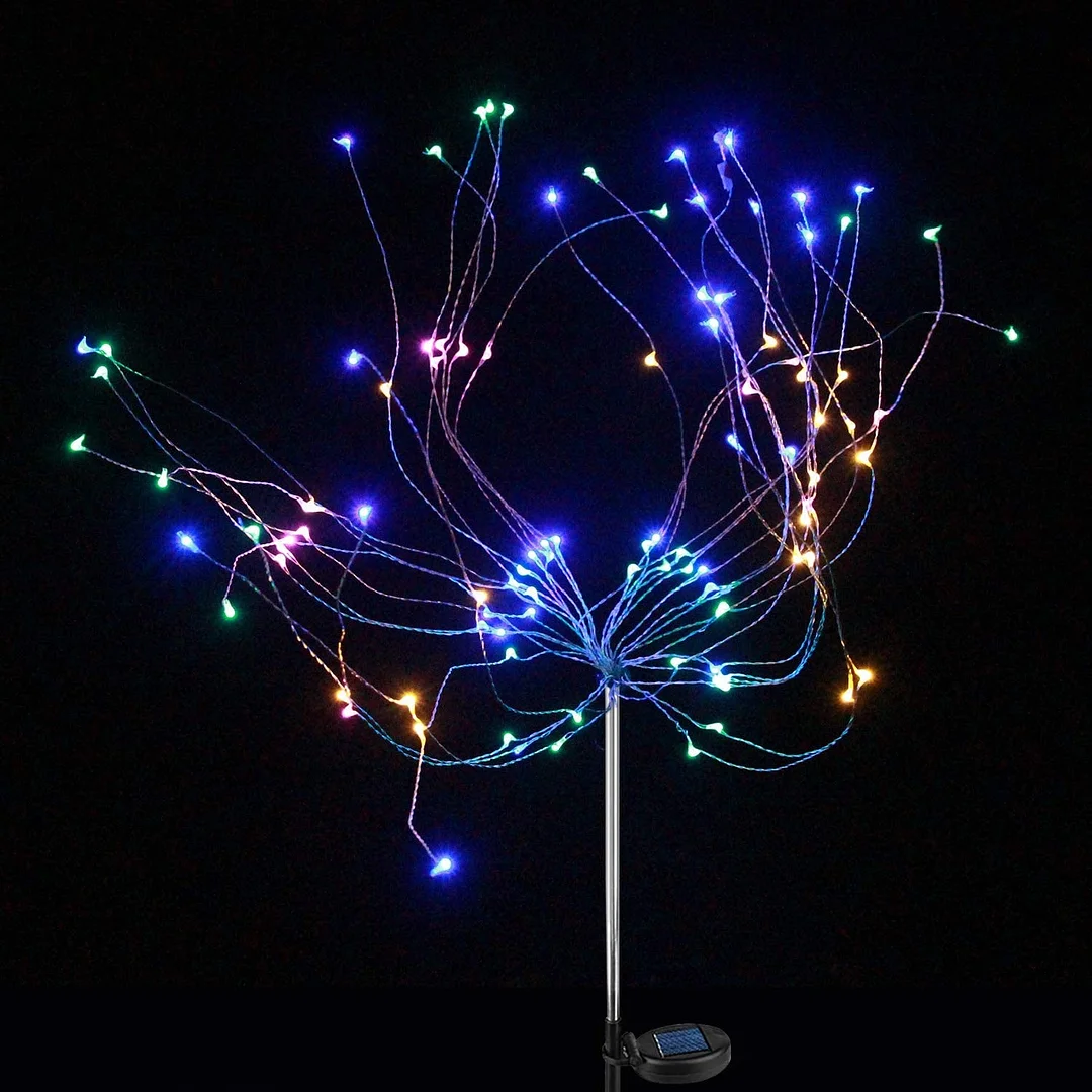 2 Pack Outdoor Solar Garden Decorative Lights- 105 LED DIY Flowers Fireworks Trees Light