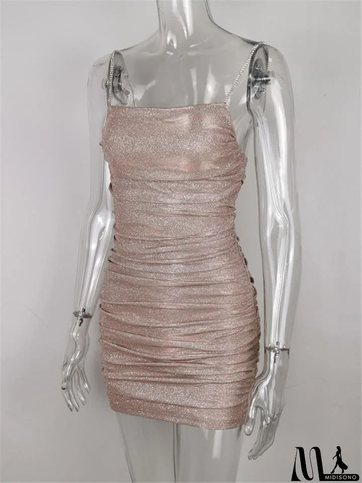 MidiSono - Stylish Casual Shiny Design Sexy Slim Mini Slip Dress