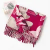 Colorful Flower Painting Soft Tassels Shawl Scarf