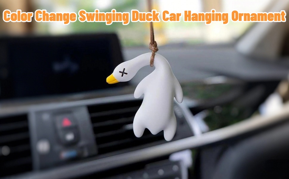 2025 Cute Swing Duck Car Interior Accessories Fun Mirror Hanging Ornament Rearview Hanger Dangle