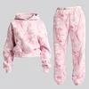 Women's Street Style Hooded Tracksuit Two-piece Pink Camo Set by Inlyline