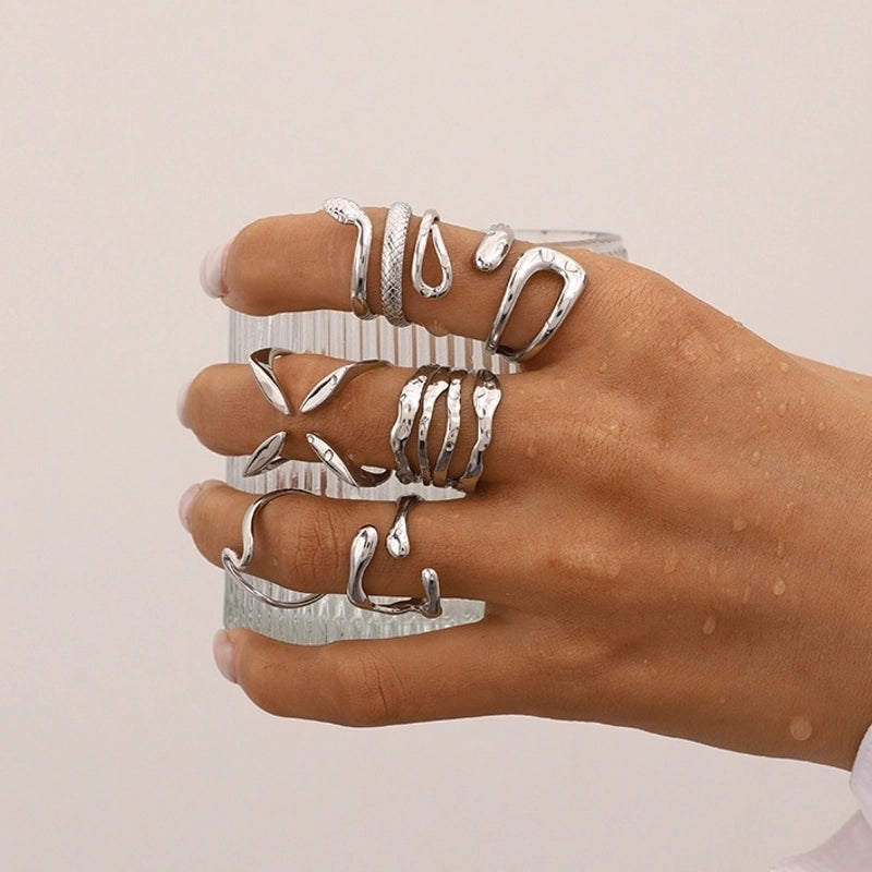 Exaggerated Artistic Geometric 304 Stainless Steel Layered Open Rings