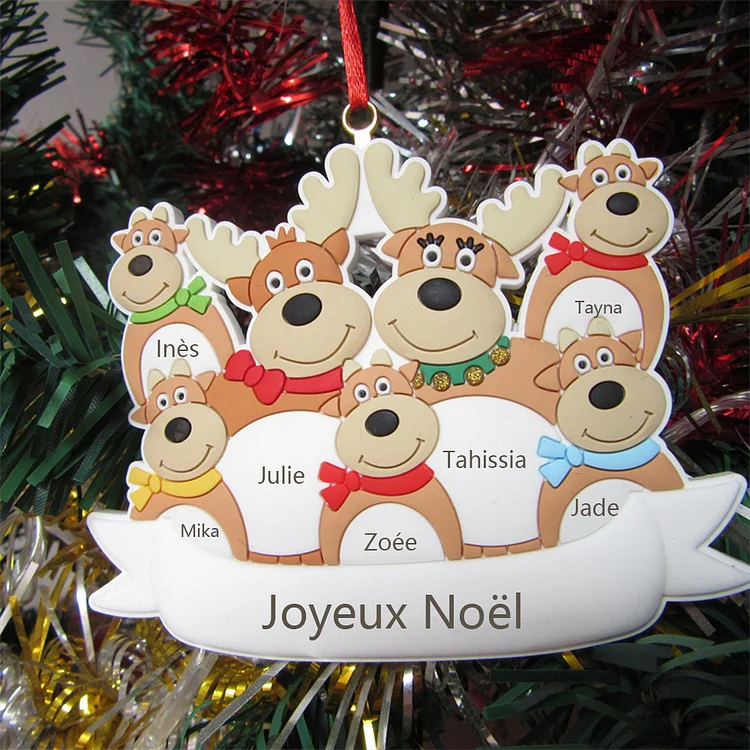 Ornements de Noël Wapiti 7 Prénoms Personnalisés et texte Jessemade FR