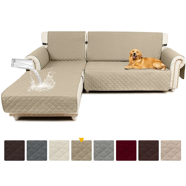 Sanmadrola Waterproof Couch Cover L Shape Sofa Covers Chaise Lounge Slip Cover Reversible Furniture Protector Cover for Pets Kids Children Dog Cat
