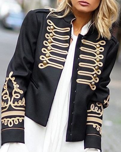 Cropped Jacket With Woven Buttons