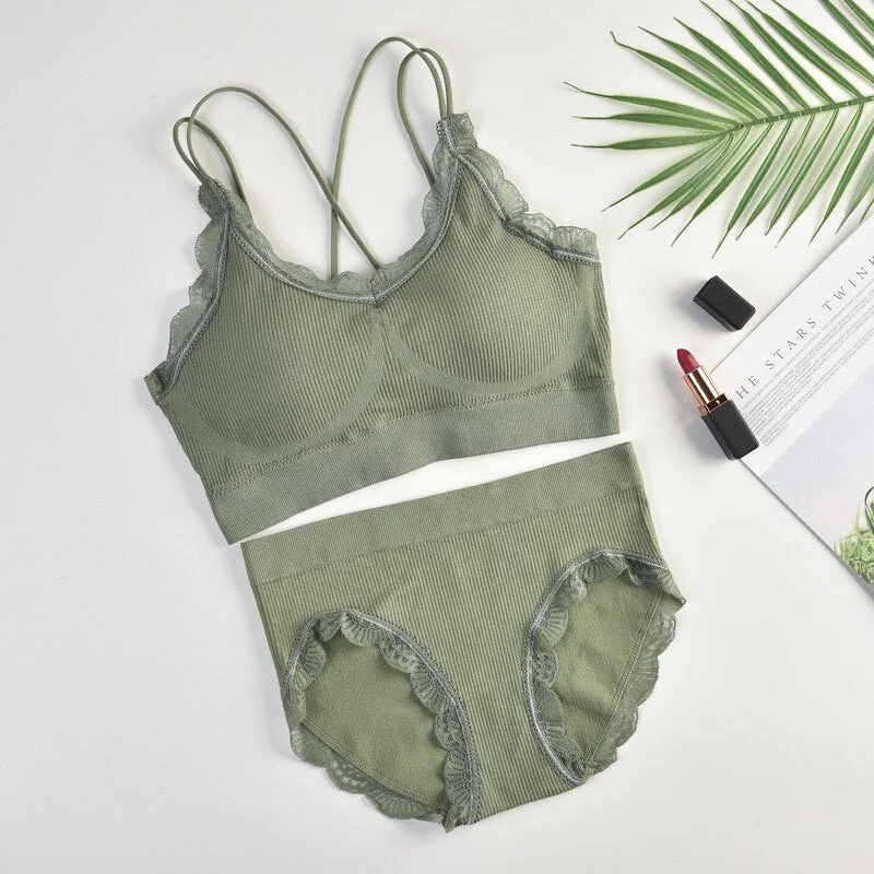 Sexy Women Bra Panties Set Push Up Bra Sport Top Set Letter Seamless Active Bra Female Lingerie Set Fitness Crop Top Underwear