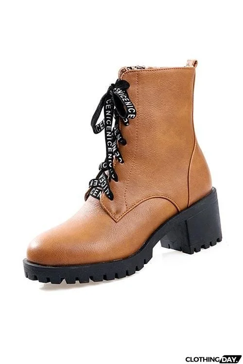 Chunky Heel Lace Up Martin Boots