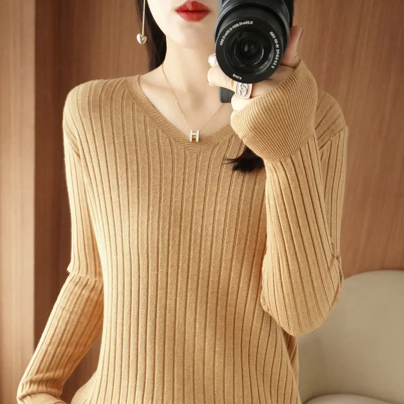 Churchf Churchf Sweater Female 2023 Spring And Autumn Knit Bottom Shirt Fashion Slim Long Sleeve Skin-Friendly Soft Bottom Top