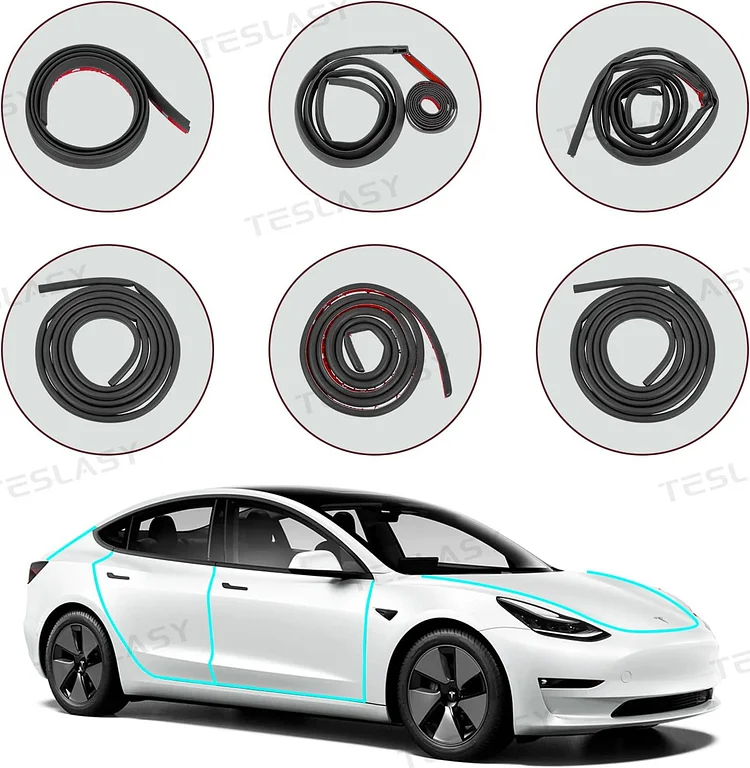 TESLASY Model 3Y Rubber Seal Weather Strip Soundproof Noise Insulation Sealing