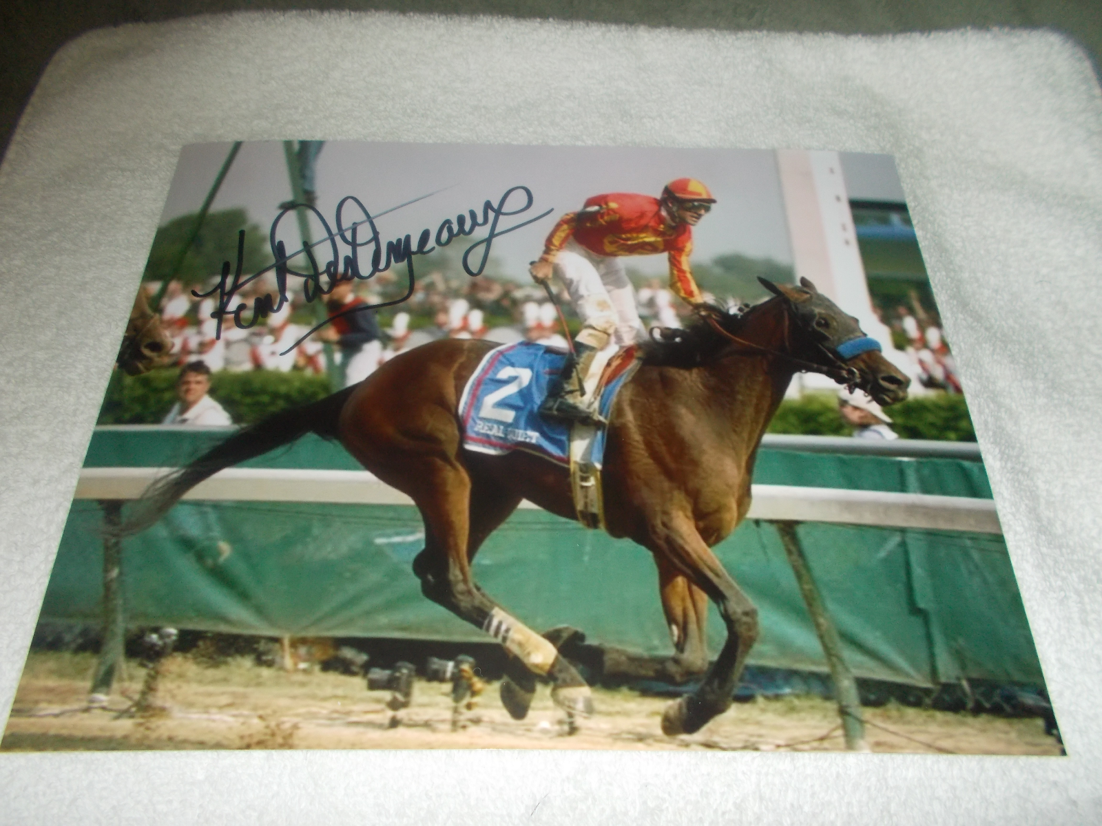 KENT DESORMEAUX REAL QUIET KENTUCKY DERBY SIGNED 8x10 HORSE RACING Photo Poster painting COA