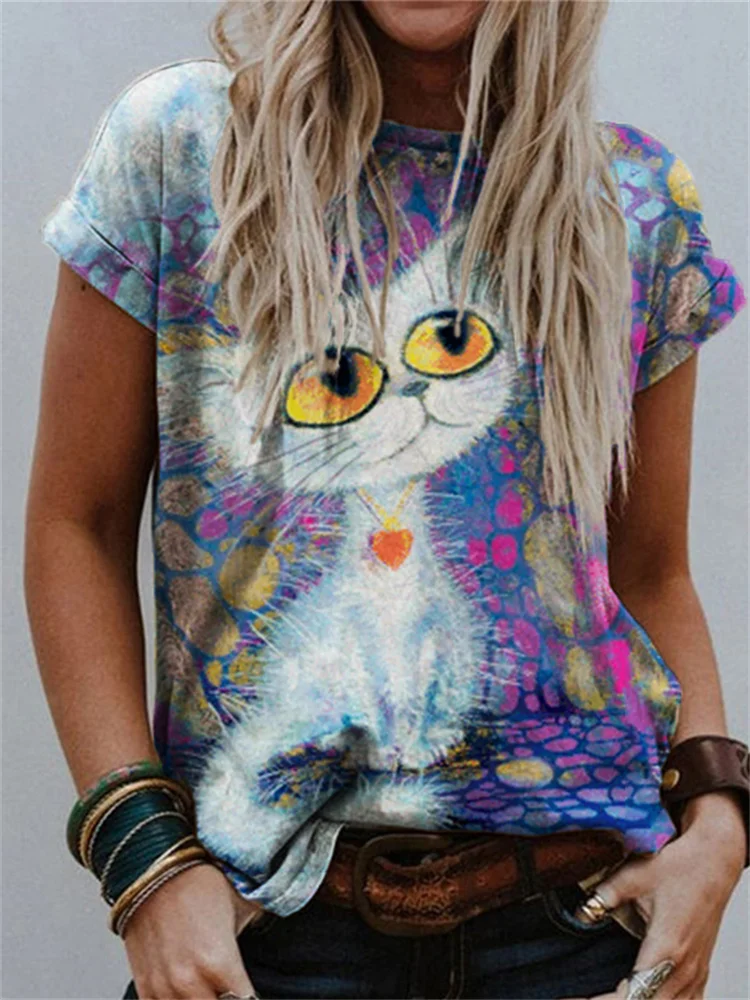 Lovely Fuzzy Cat Art Comfy T Shirt