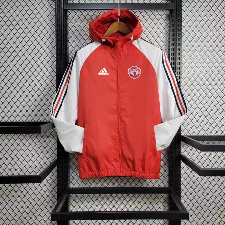 2024 Manchester United Windbreaker Red Color Bars Soccer Jersey