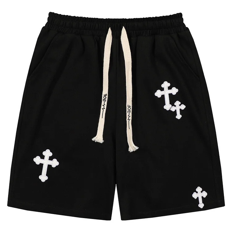 Sopula High Version Of Cross Patch Embroidered Trendy Shorts