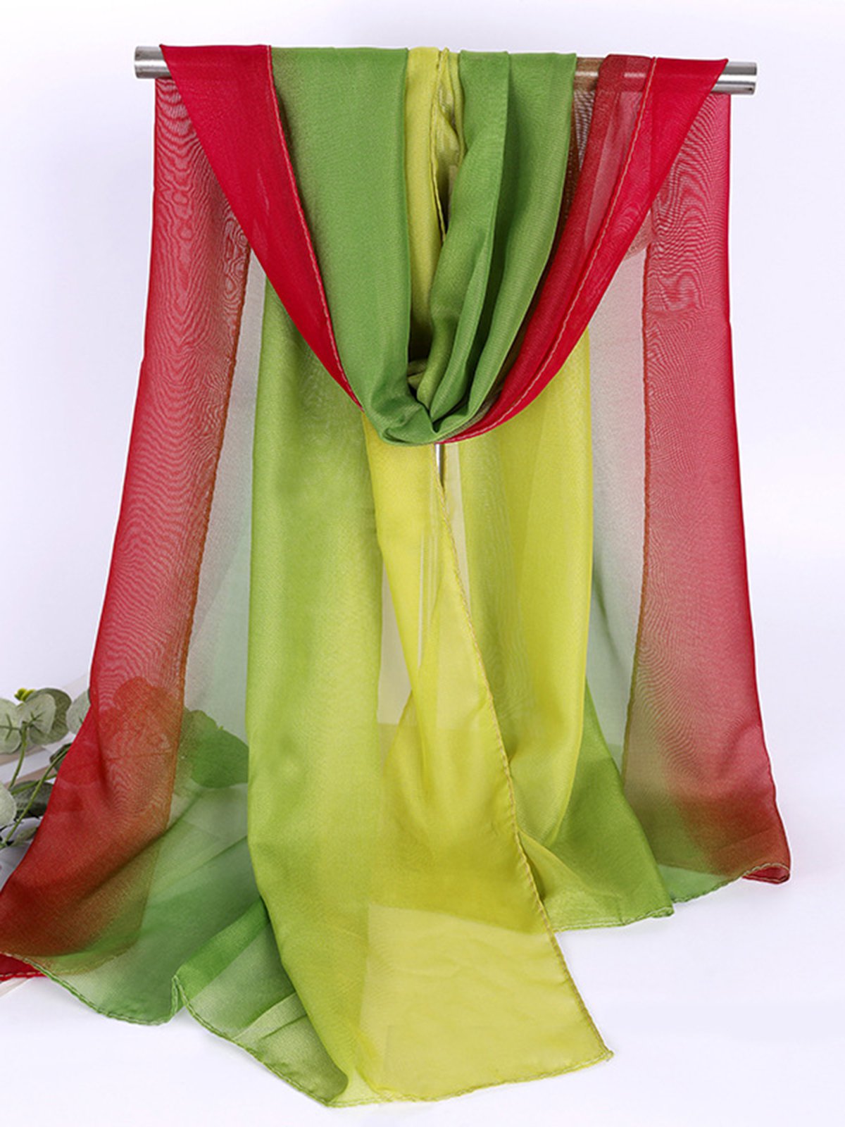 Bohemian Resort Style Gradient Long Silk Scarf Beach Scarf