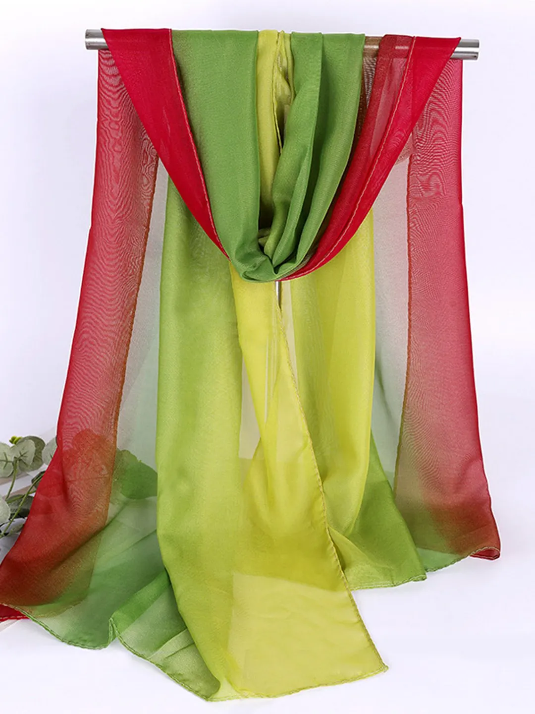 Bohemian Resort Style Gradient Long Silk Scarf Beach Scarf