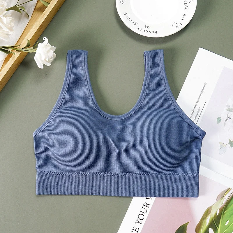 New Women Cotton Underwear Tube Tops Sexy Solid Color Top Fashion Sports Comfort Tank Up Female Rimless Bra Sexy Lingerie