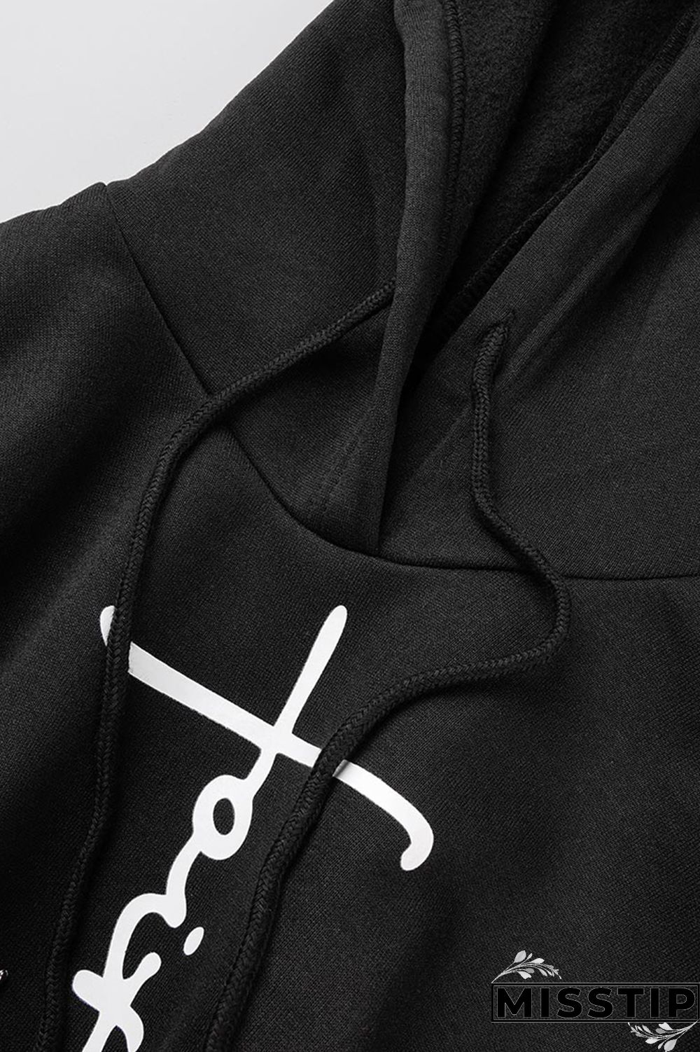 Black Casual Print Patchwork Hooded Collar Long Sleeve Dresses