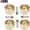 AMK 4Pcs TRX4 Brass Weight 12mm Hex Beadlock Wheel Hubs Heavy Duty Counterweight for 1/10 RC Crawler Cars Sport Defender TRX6 (8mm)