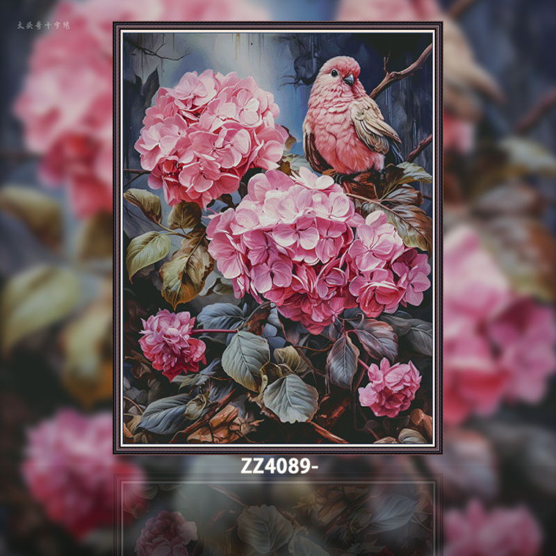 [ZZ4089-Hydrangea Parrot]  Painting Fairy Cross Stitch