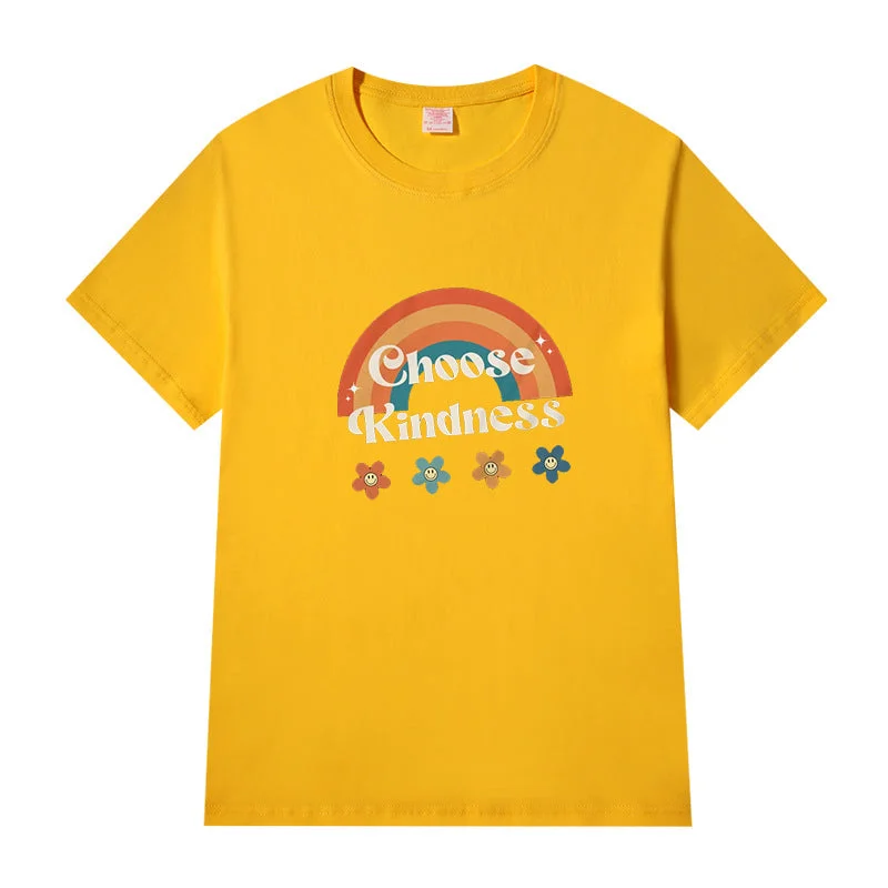 Short Sleeve Crew Neck Be Kind Letter Printed T-shirt