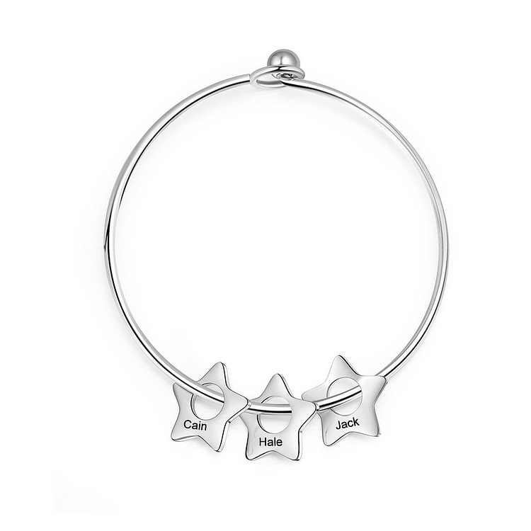 Pulsera personalizada con número y amuletos estrellados 3 nombres